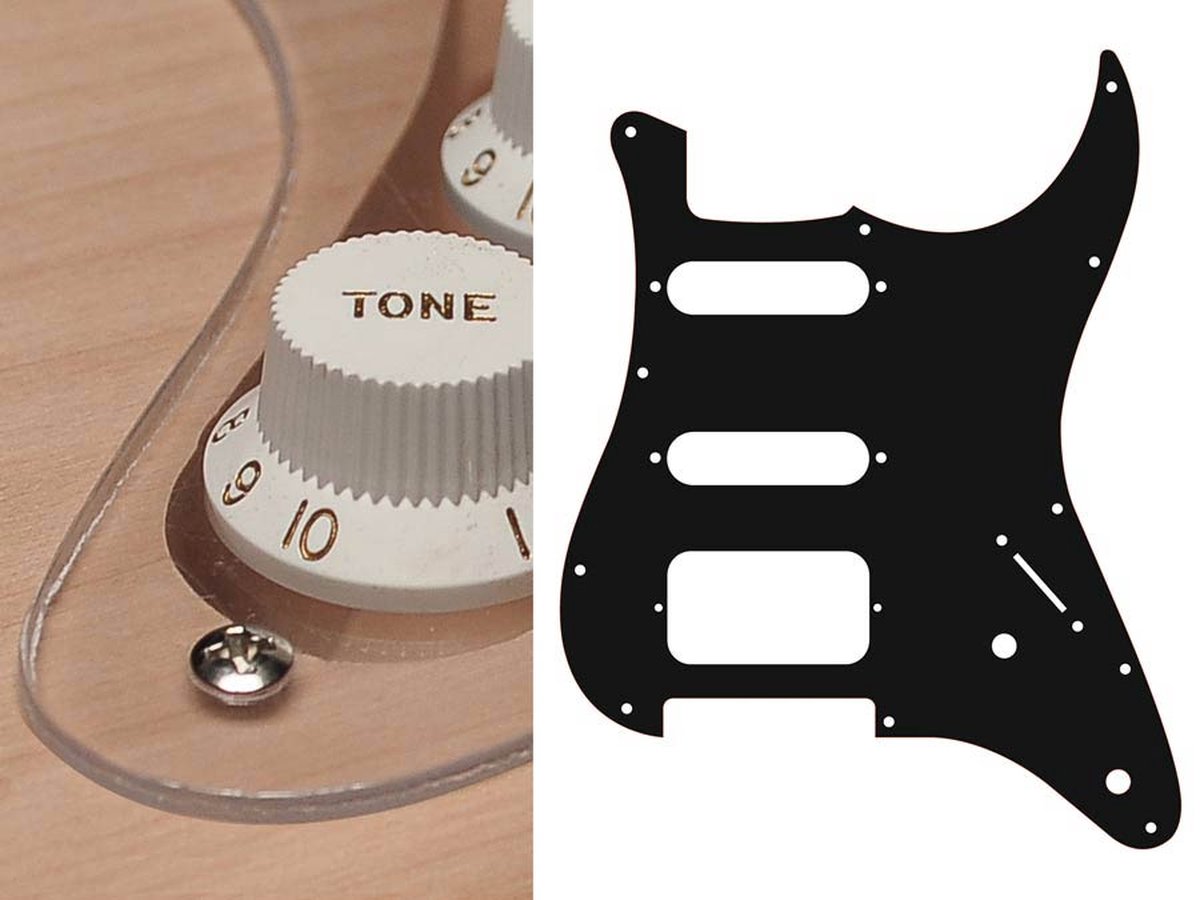 Boston ST-122-TR pickguard, Stallion, SSH, 2 pot holes, 3-5 switch, 1 ply, transparent