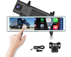 Achteruitkijkspiegel dashcam 11,6 inch CarPlay Android Auto - Achteruitrijcamera IPS-display WDR-opname Bluetooth-FM-AUX 7V-36V