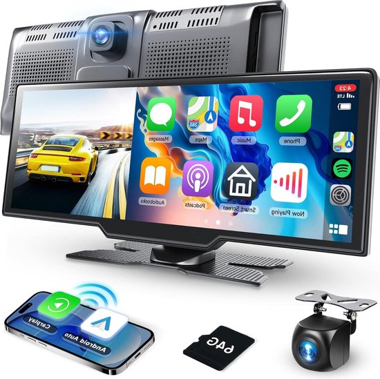 CARabc 9 inch Wireless Apple CarPlay & Android Car Screen, 4K Dash Cam 1080p Reversing, Car Play GPS Navigation AirPlay Voice Control/AUX/FM CARabc 9 inch Wireless Apple CarPlay & Android Car Screen, 4K Dash Cam 1080p Reversing, Car Play GPS Navigation AirPlay Voice Control/AUX/FM