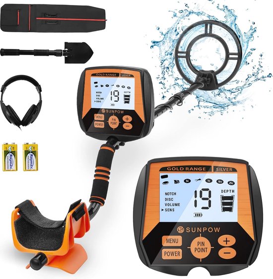 High Accuracy Metal Detector Kit W/Display Waterproof Search Coil Headphone Bag