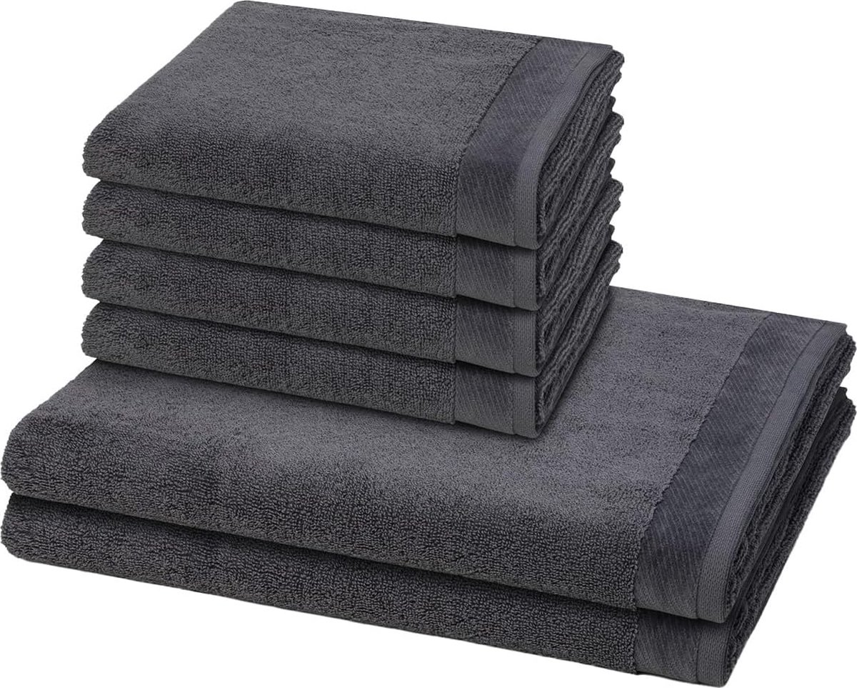 Goodivery ® Luxueuze Set van 4 Handdoeken en 2 Badlakens in Donkergrijs voor Ultiem Comfort