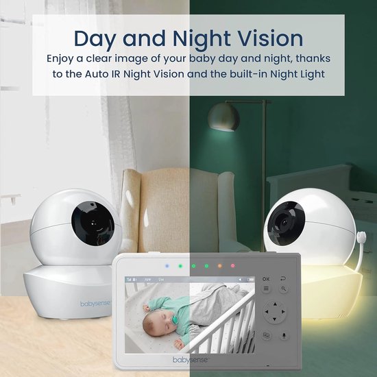 Babyfoon 4,3 inch met splitscreen en twee camera's - Videobabyfoon met zoom, nachtzicht, en tweeweg audio