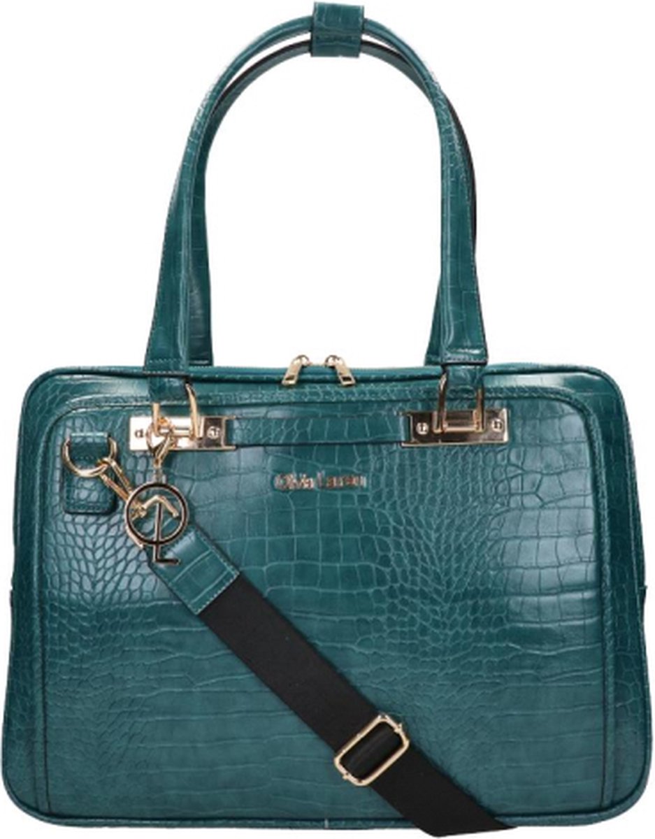 Olivia Lauren Laptoptas / Werktas - Dames - 15 inch - Krokodillenprint - Billie - Blauw Croco