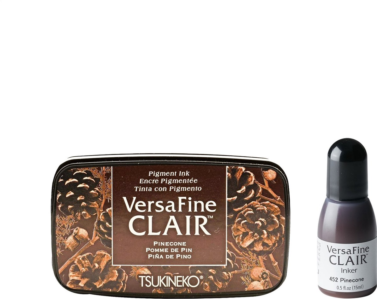 Tsukineko VersaFine Clair Dark Stempelkussen met Navulling Beige Pinecone