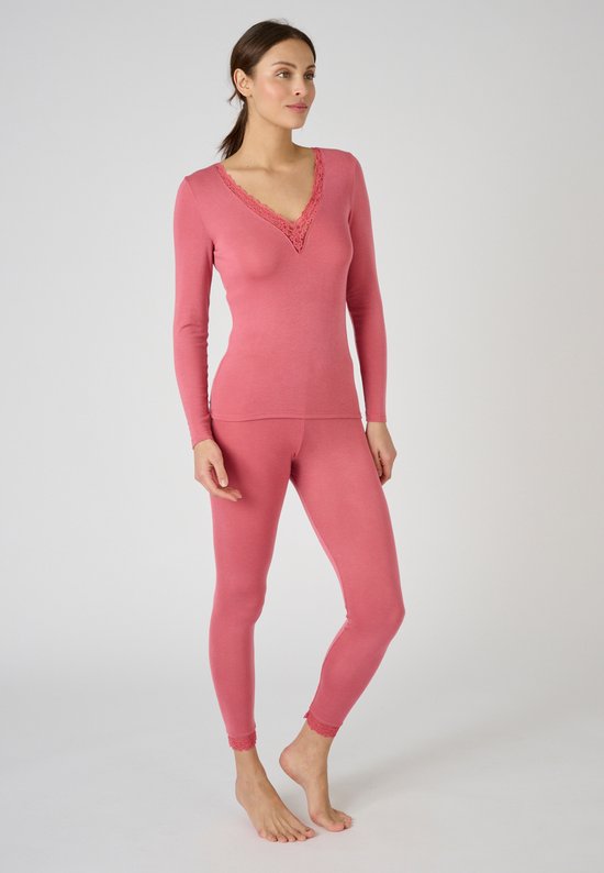 Damart - Manches longues, avec dentelle - Femme - Rose - 46-48 (L)