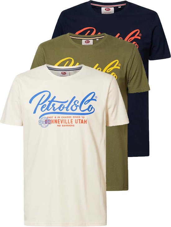 Petrol Industries Heren 3 pack T shirts met Logo Artwork Maat S bol