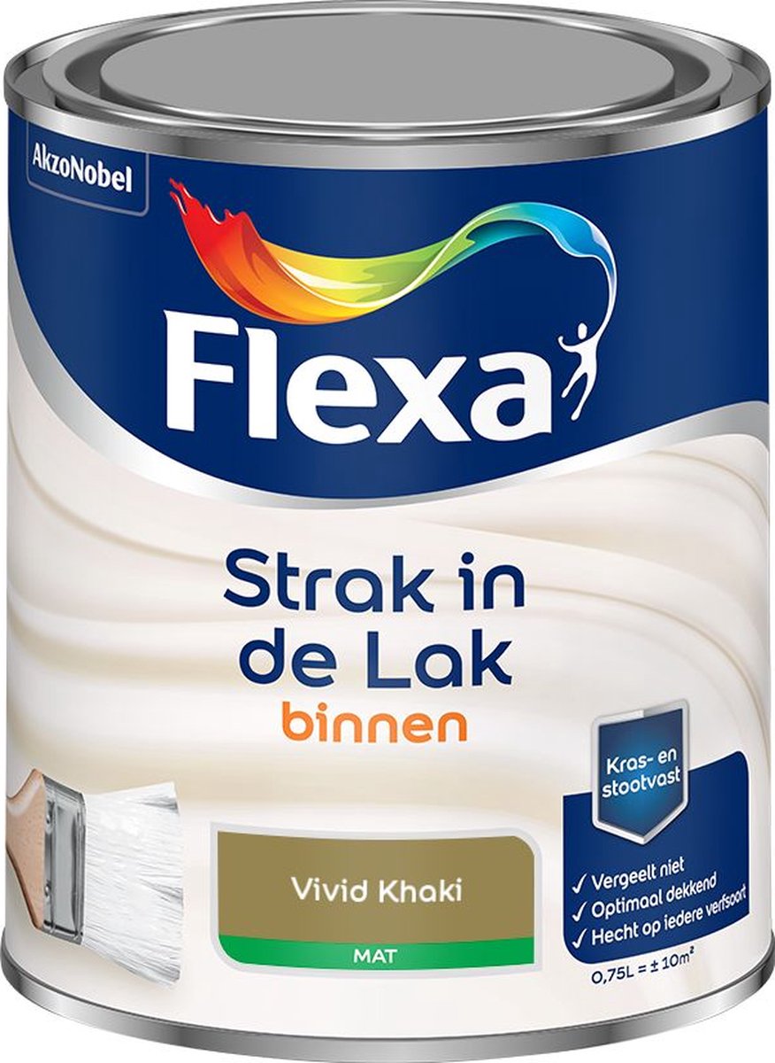 Flexa - Strak in de Lak Binnenlak Mat - Vivid Khaki - Kleur van het jaar 2025 - Mengverf - 0.75 L