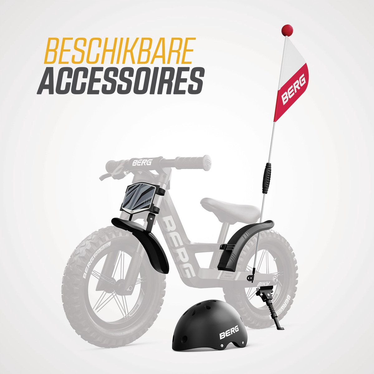 BERG Biky Cross Grey Loopfiets - 12 inch - Lichtgewicht frame van magnesium - Verstelbaar zadel - 2,5+ Jaar - Grijs — afbeelding 2