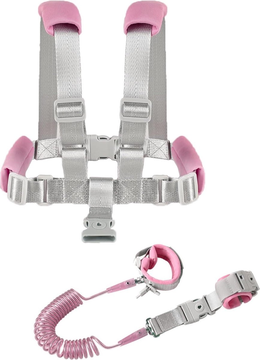 Anti verloren riem voor peuters - babyteugels wandelharnas - veiligheidsriem voor polsschakels - roze - 2 meter.