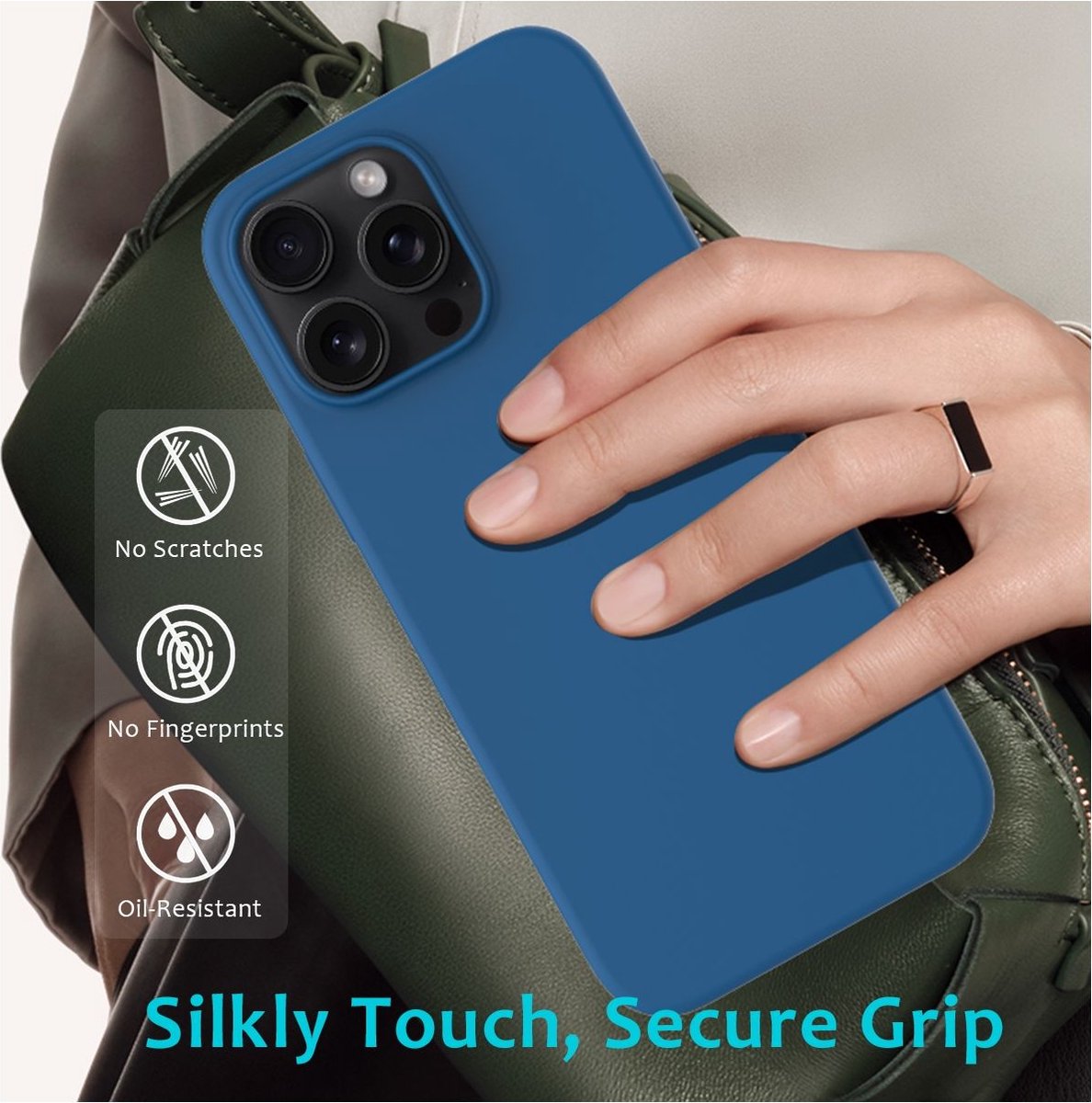Mobigear Hoesje geschikt voor Apple iPhone 16 Pro Siliconen Telefoonhoesje | Mobigear Rubber Touch Backcover | iPhone 16 Pro Case | Back Cover - Blauw