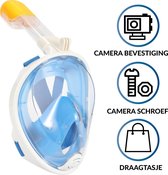 MOKI Duikmasker Kids en Volwassenen - Full face duikbril met snorkel - snorkelset blauw - snorkelmasker - INCLUSIEF waterdichte telefoonhoes