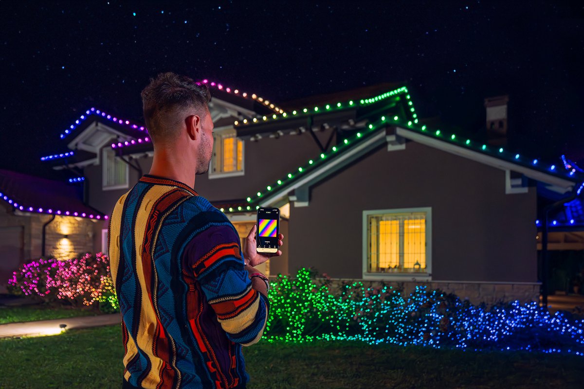 Twinkly C9 lampen - App gestuurde - LED-lichtslinger met 80 RGB (16 miljoen kleuren) LED's - 24,4m - Groene kabel - Slimme buitenverlichting – foto 7