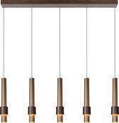 Lindby suspension Ovelia, marron/café/beige, 4 lampes, E27