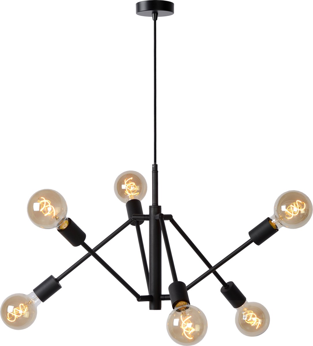 Lucide LESTER - Hanglamp - 6xE27 - Zwart