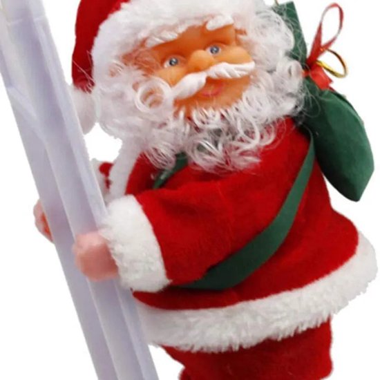 Jojoy - Père Noël grimpant à l'échelle - Père Noël chantant - Décorations de Noël de Noël - Décoration de Noël - LADDERSANTA