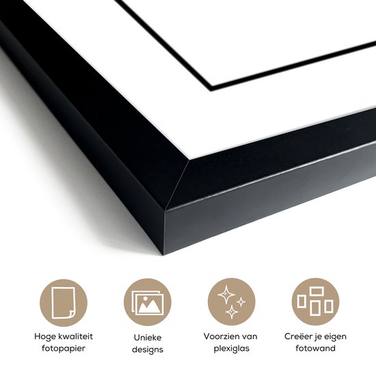 Affiche avec cadre Carte - Haarlemmermeer - Zwart - Wit - 60x90 cm