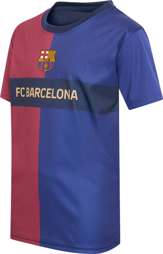 T-shirt Officiel FC Barcelona Entraînement Garçon - 100% Polyester, Blason Brodé, Tailles 6-13 Ans