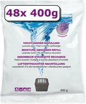 Bol.com Vochtvanger navulling - 48 stuks - 400 gram - lavendel - universeel - voor vochtopnemers vanaf 400 gram aanbieding