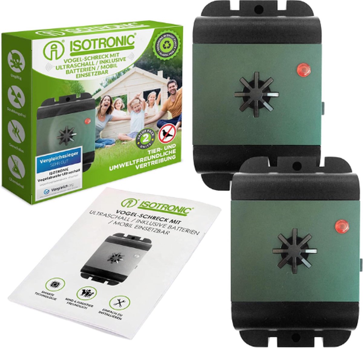 Isotronic® Ultrasone Vogelverschrikker - Duivenverjager - Vogelverjager - Duivenverjager Ultrasoon Geluid - Kraaien Verjager