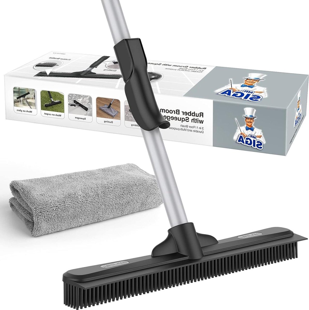 Bezem Huisdieren Haar Verwijderingsrubberen Bezem Handvat Zuigmond Tapijt Hardhouten Tegels Glazenwassen Microvezeldoek