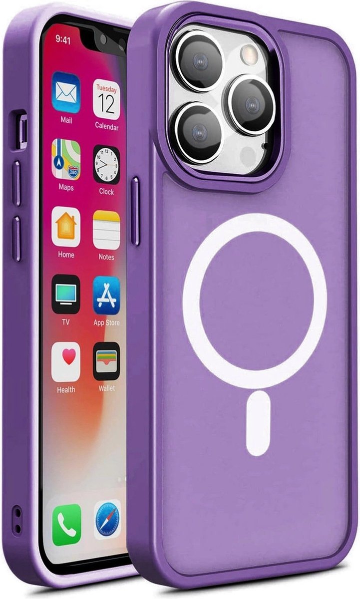Magnetisch - hoesje - met MagSafe Color Matte Case voor iPhone - 15 - Pro - paars