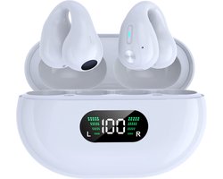 Draadloze oordopjes met oorclip Wit - Sport Oordopjes - Geschikt voor Apple en Android - Bluetooth 5.3 - Draadloze oortje Bluetooth - Sport Oordopjes - Bluetooth Oordopjes - Draadloze Oordopjes - Oortjes Draadloos - In-Ear Oordopjes