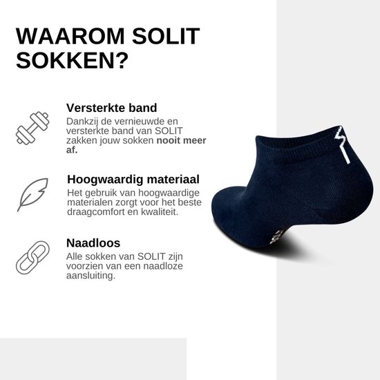 Donkerblauwe enkelsok met witte details, nadenloos ontwerp, versterkte band en hoogwaardig materiaal.