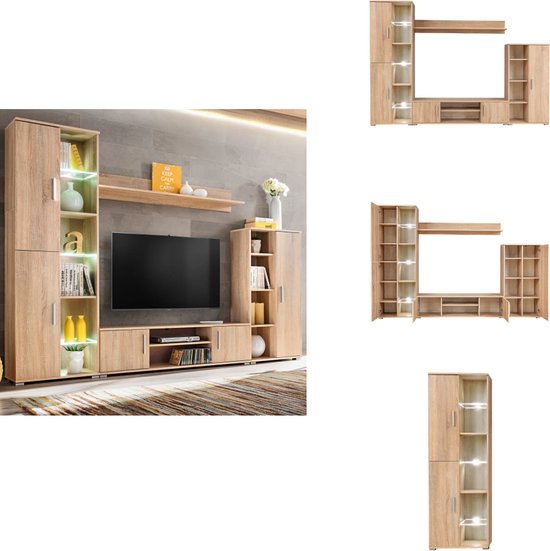 Tv-meubels met RGB LED-verlichting in grijs Sonoma
