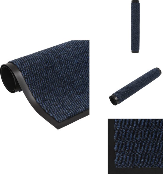 vidaXL Paillasson - Blauw - 60 x 180 cm - Flexible et durable - Caoutchouc antidérapant - Convient pour une utilisation en intérieur - Paillasson