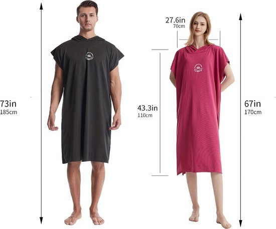 Bovista Surf Poncho pour Adultes - Serviette à langer douce - Femme et homme - Zwart