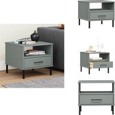 vidaXL Table de chevet OSLO - Bois de pin - Grijs - 50 x 50 x 45 cm - 1 tiroir - Table