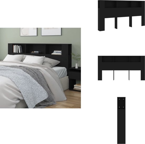Hoofdbordkast met LED-verlichting 140x17x102 cm zwart