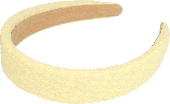 Diadème épais bloc motif tissu 3 cm Pastel jaune clair bande de cheveux attelle de cheveux