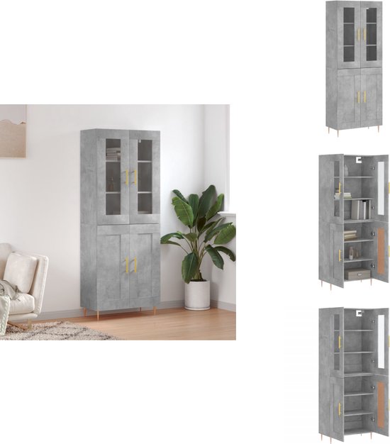 Hoge Buffetkast 2 Deuren 2 Laden en 2 Planken H139 cm - Plock