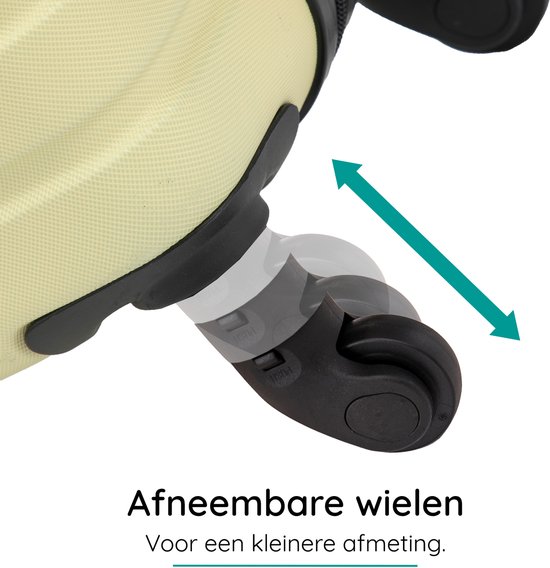 BlockTravel® Reiskoffer Groot 74L - Harde Koffer met TSA-slot - 4 Spinner Wielen - Lichtgewicht Koffer Groot 4 Wielen - Ruimbagage Koffer - Valies Grote Koffer - Koffer Large - 72cm - Licht geel