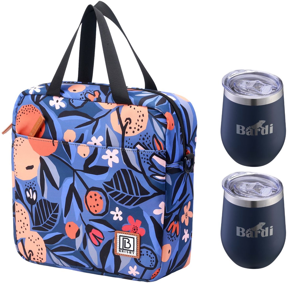 Brisby Koeltas 7L Valencia + 2 Brisby Thermosbekers Blauw – Complete Lunch-set voor Onderweg!