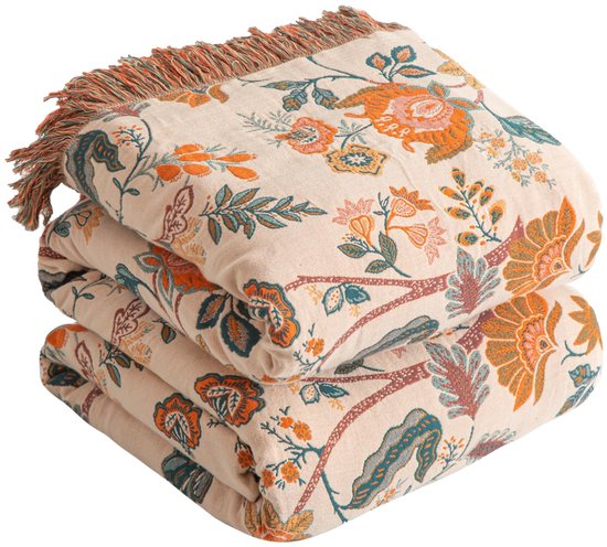 Boraboi ® Dubbelzijdige Katoenen Boho Deken voor Stijlvolle Woon- en Slaapkamerdecoratie, 150 x 200 cm