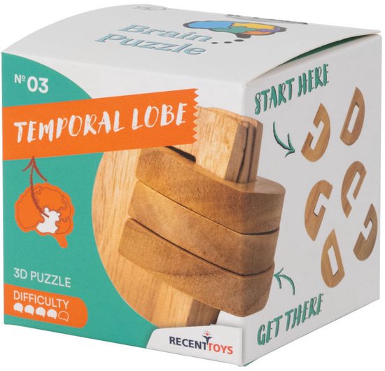 Recent Toys breinbreker houten denkspel BRAIN PUZZLE 3 puzzelspel.