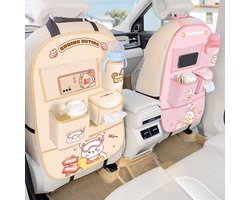 Universele Auto Achterbank Organizer met Anti-Kick Pad, Veiligheidsstoel Anti-Slijtage Pad & Opslagtas - Bescherming tegen Vuil - Ideaal voor Kinderen - Konijn Design