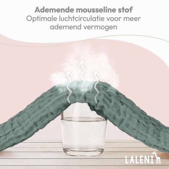 Laleni Hydrofiele Doeken - 100% Katoen - Mousseline - 70x70cm - Lichtgroen - Set van 5 van Laleni — afbeelding 2