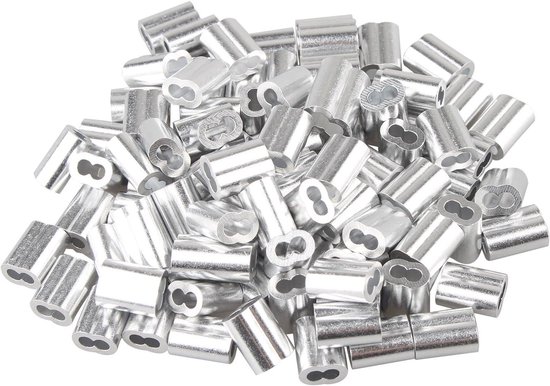 Persklem 4 mm 10 stuks van aluminium, draadkabelklem