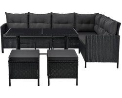 Loungeset Manacor - Polyrotan - zwart/grijs