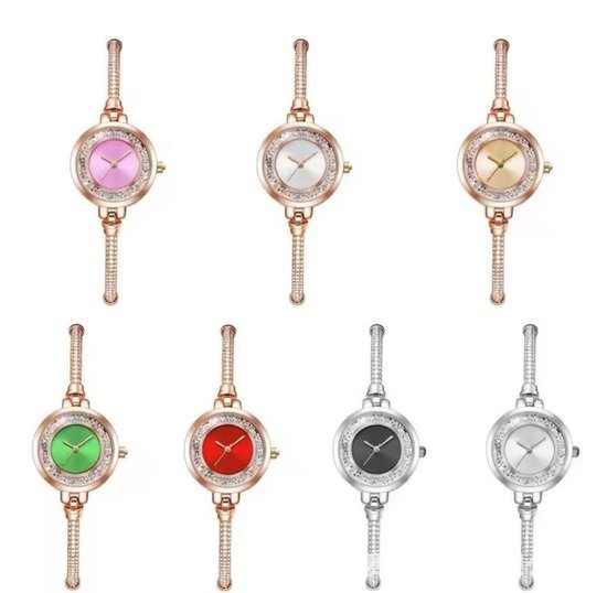 Montre de Luxe pour femme - Bracelet en or - Or et diamants - Acier inoxydable