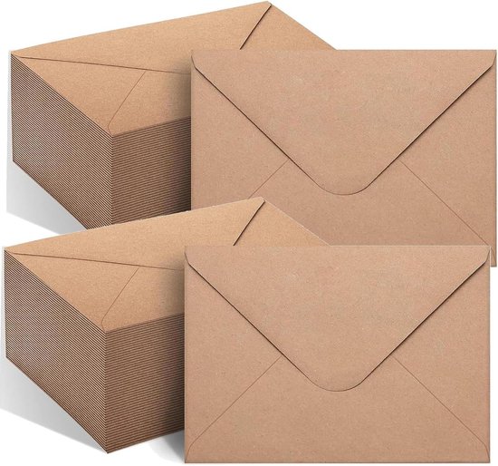 Mocraft 30 blanco vouwkaarten met enveloppen, bruin kraftpapier, kaarten enveloppen met natte lijm & witte inleg enveloppen voor groeten, bruiloft, uitnodigingskaarten, doe-het-zelf