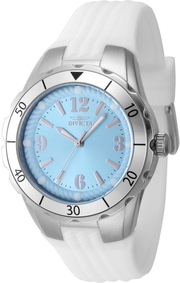 Invicta Angel 48848 Dames Horloge - Waterdicht - Analoog - Quartz Uurwerk - Roestvrij Staal met blauwe Wijzerplaat - 38mm