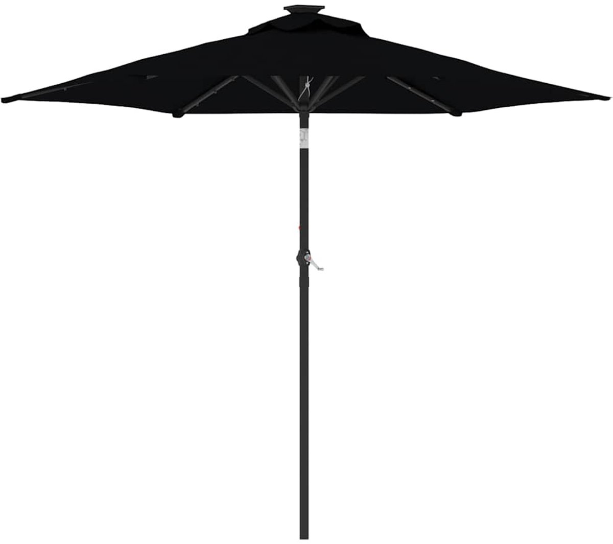 vidaXL - Parasol - met - LED's - en - stalen - paal - 225x225x212 - cm - zwart