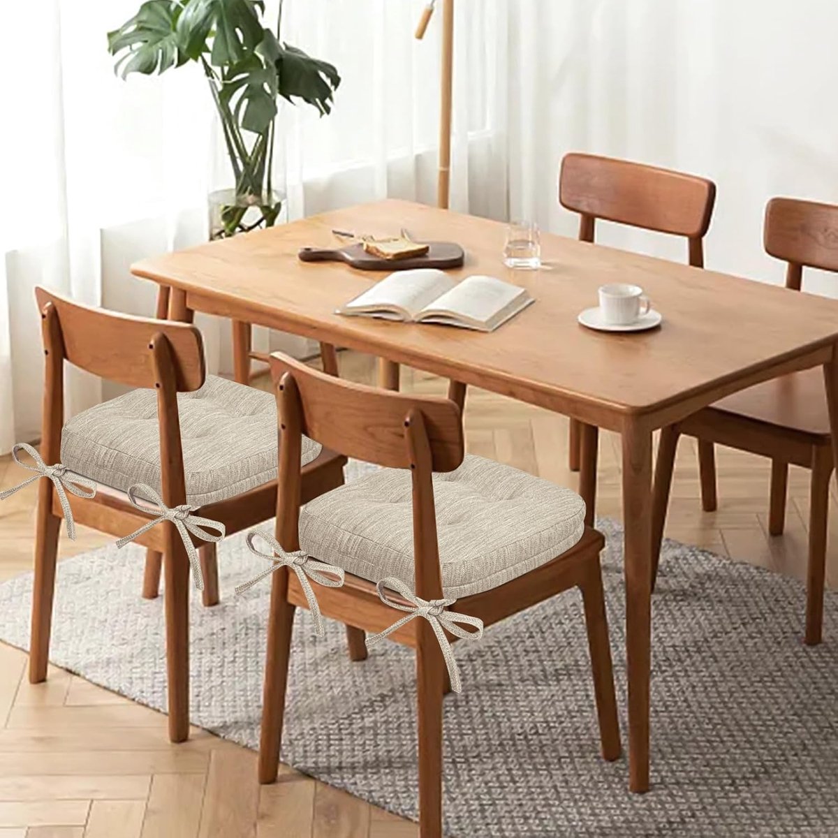 LILENO HOME Set van 4 stoelkussens, lichtrood, 38 x 38 x 8 cm