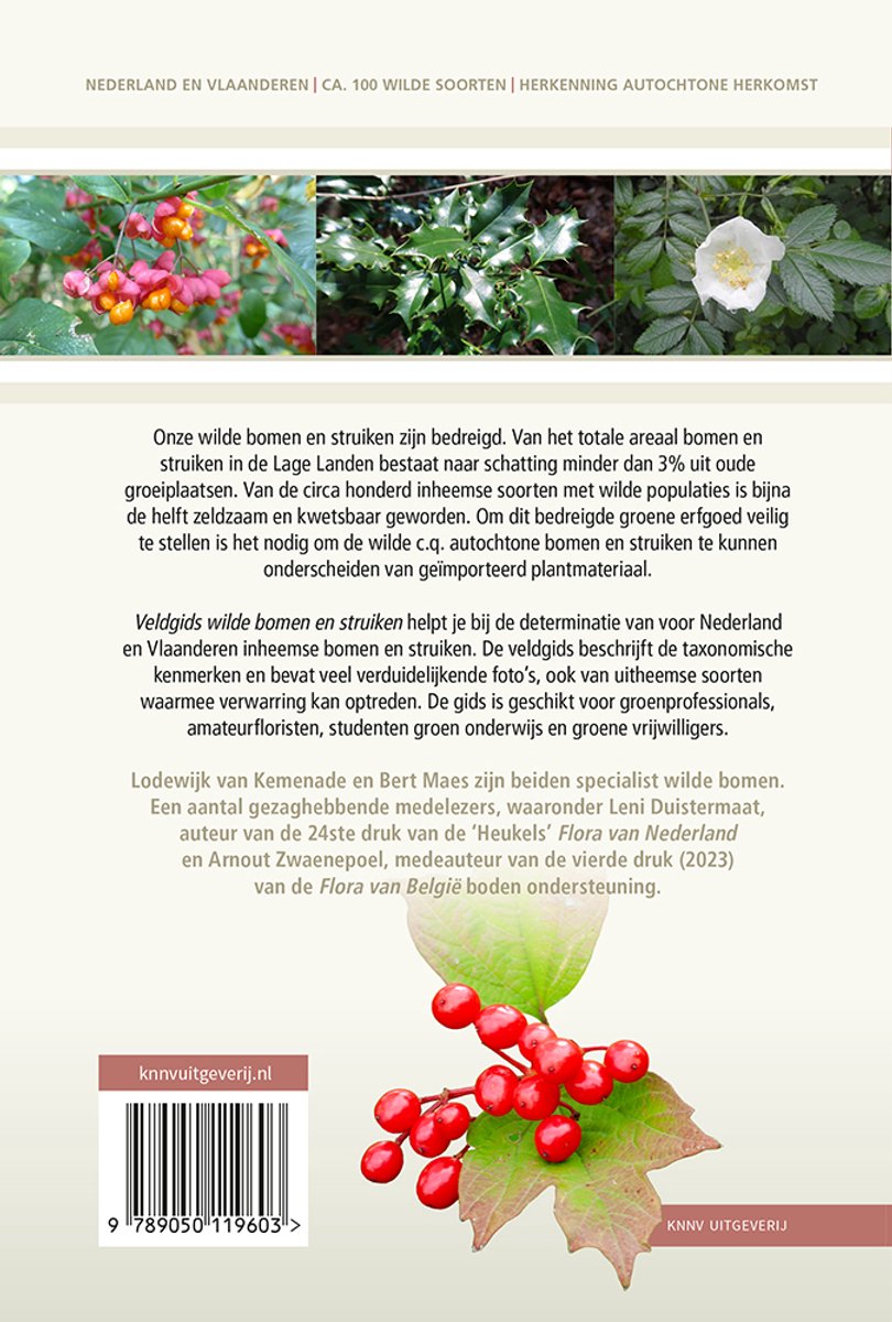 Boekomslag met gedetailleerde foto's van rode bessen, groenblijvende struiken, een witte bloem en een tak met rode bessen.