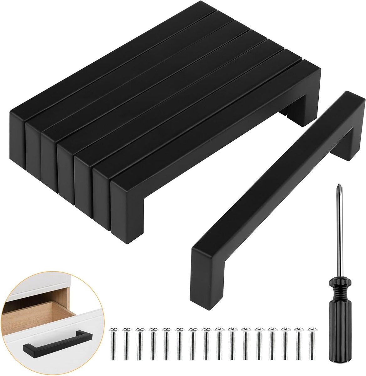 Ibenzoa® Duurzame Zwarte Metalen Handgrepen - Set van 8 met 128mm Montagegat