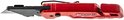 Milwaukee Fastback rood kantelmes met zwarte metalen clip, draadstripper en rijklaar blad.